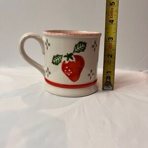 2 Laura Ashley Summer Fruits Strawberry Design Mug with Red Accents